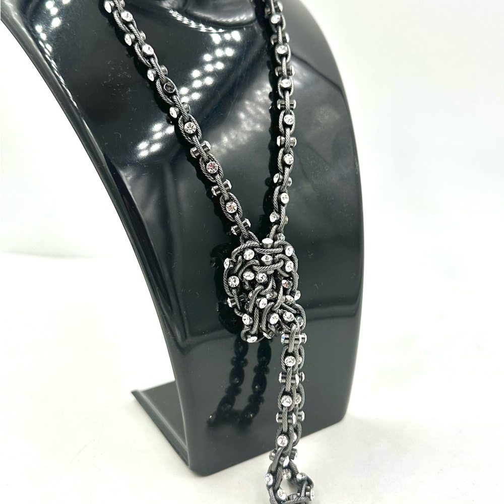 Nolan Miller Australian Crystal Gunmetal Rope Chain Necklace NWOT - Picture 7 of 10
